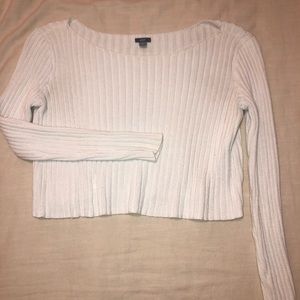 AERIE cropped white striped summer sweater